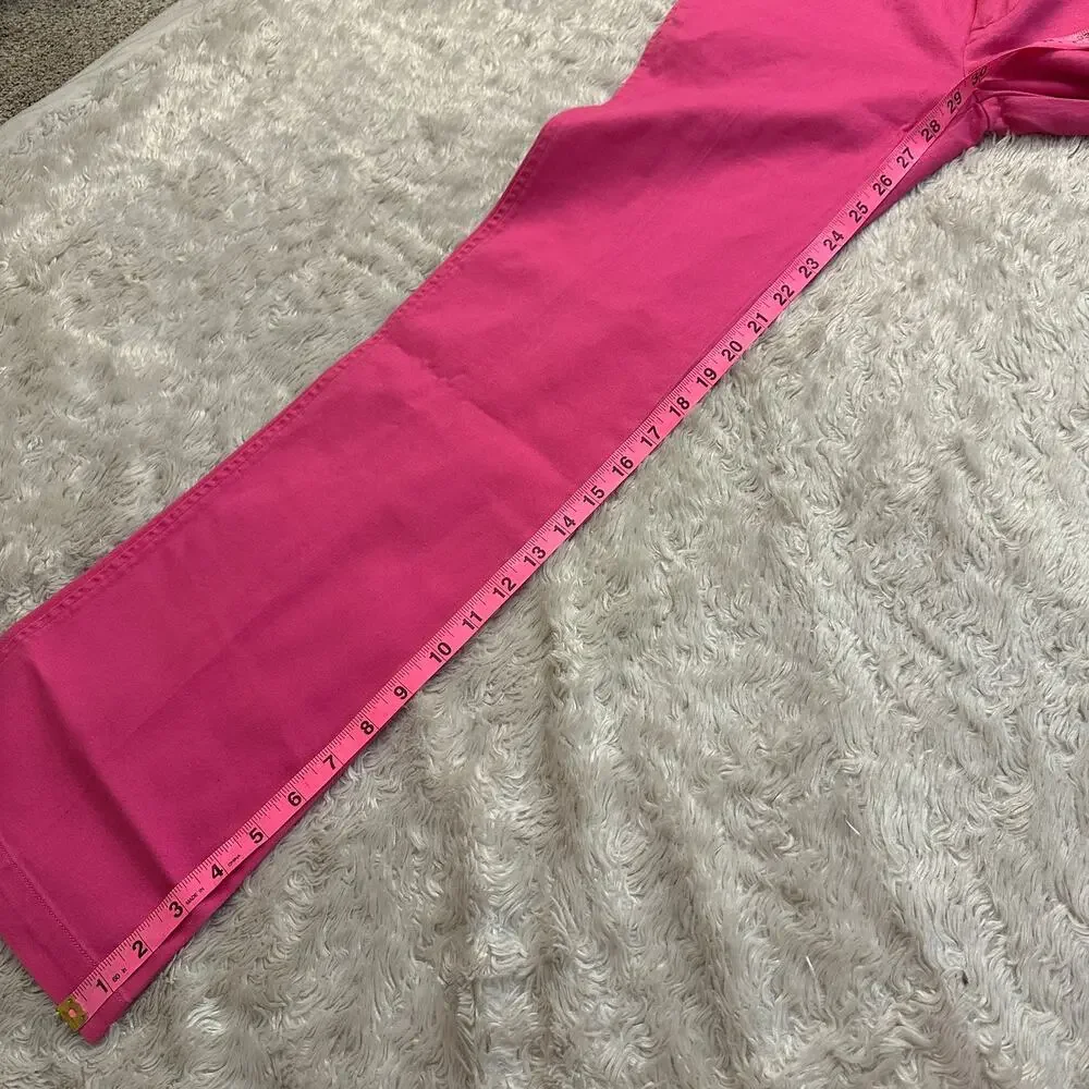 Vintage Y2K Girls 16 Ralph Lauren Pink Chino Bootcut Jeans Pants Cotton